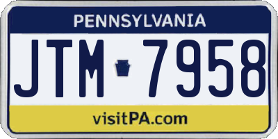 PA license plate JTM7958