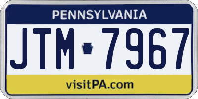 PA license plate JTM7967