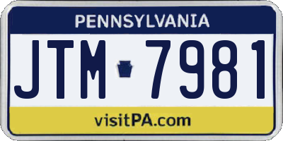 PA license plate JTM7981