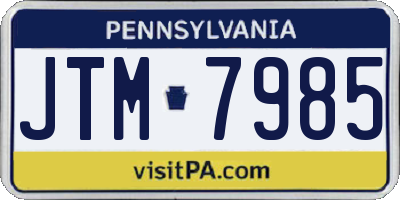 PA license plate JTM7985