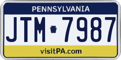 PA license plate JTM7987
