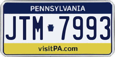 PA license plate JTM7993
