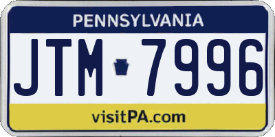 PA license plate JTM7996