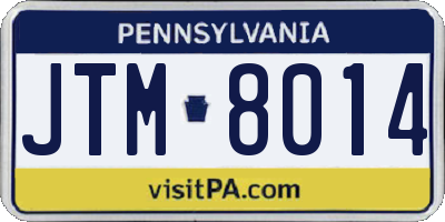 PA license plate JTM8014