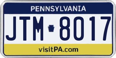 PA license plate JTM8017