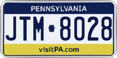 PA license plate JTM8028