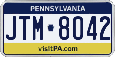 PA license plate JTM8042