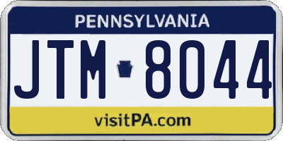 PA license plate JTM8044