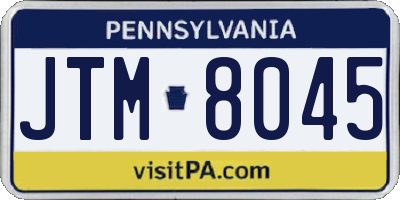 PA license plate JTM8045