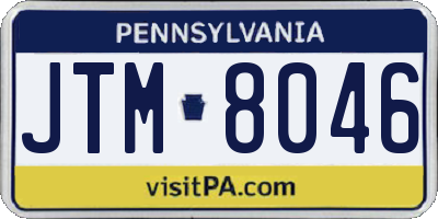 PA license plate JTM8046