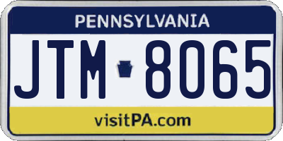 PA license plate JTM8065