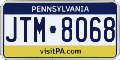 PA license plate JTM8068