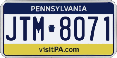 PA license plate JTM8071