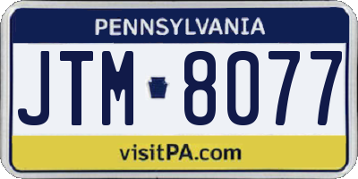 PA license plate JTM8077