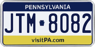 PA license plate JTM8082