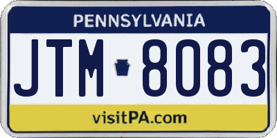 PA license plate JTM8083
