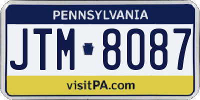 PA license plate JTM8087