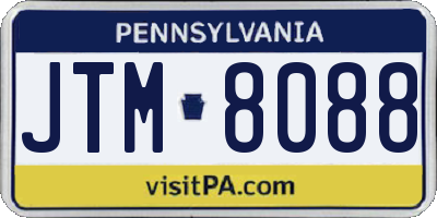 PA license plate JTM8088