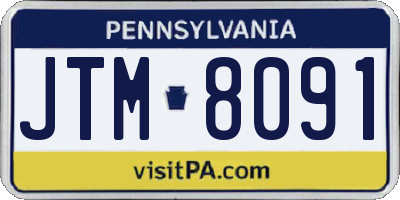 PA license plate JTM8091