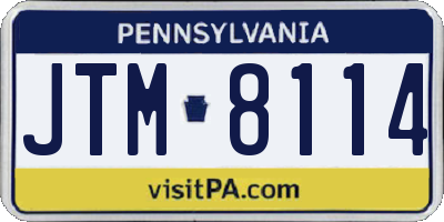 PA license plate JTM8114