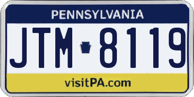 PA license plate JTM8119