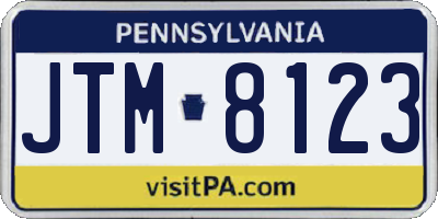 PA license plate JTM8123