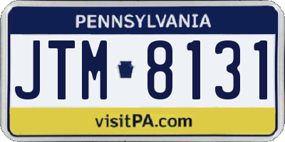 PA license plate JTM8131