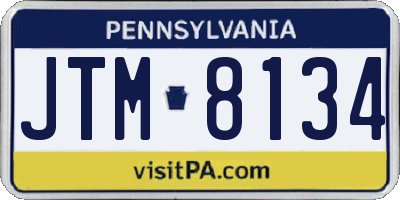 PA license plate JTM8134