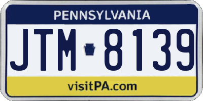 PA license plate JTM8139