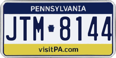 PA license plate JTM8144