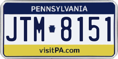 PA license plate JTM8151
