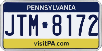 PA license plate JTM8172