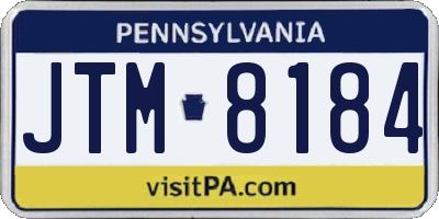 PA license plate JTM8184