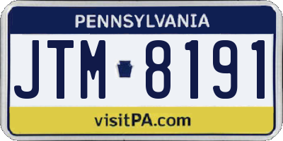 PA license plate JTM8191