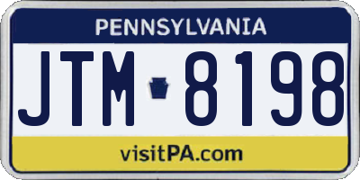 PA license plate JTM8198
