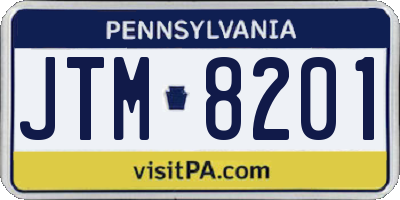 PA license plate JTM8201