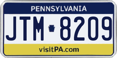 PA license plate JTM8209