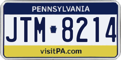 PA license plate JTM8214