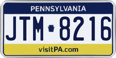 PA license plate JTM8216