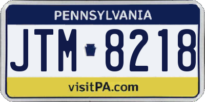PA license plate JTM8218