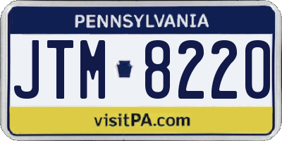 PA license plate JTM8220