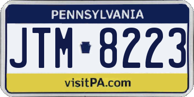 PA license plate JTM8223