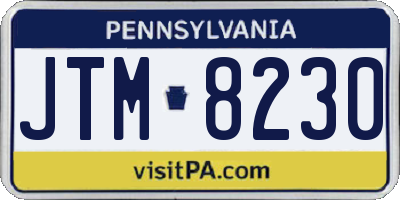 PA license plate JTM8230