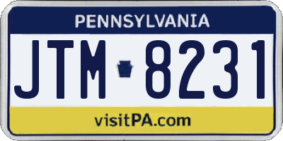 PA license plate JTM8231