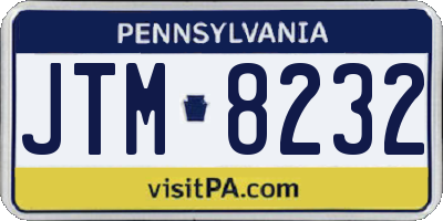 PA license plate JTM8232