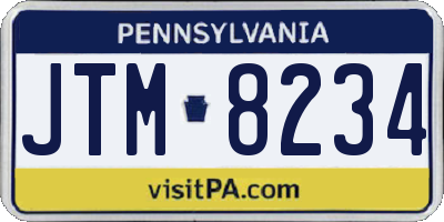 PA license plate JTM8234