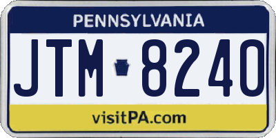 PA license plate JTM8240