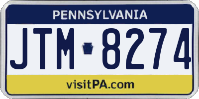 PA license plate JTM8274