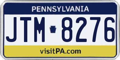PA license plate JTM8276
