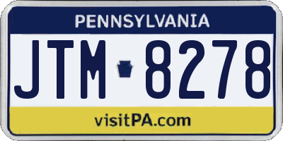 PA license plate JTM8278